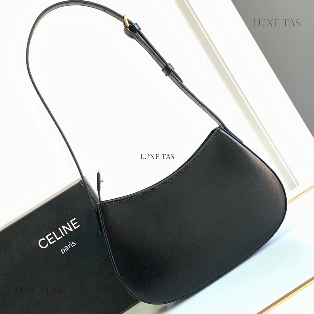 Black Medium Tilly Bag In Shiny Calfskin Leather Shoulder Bag for Women