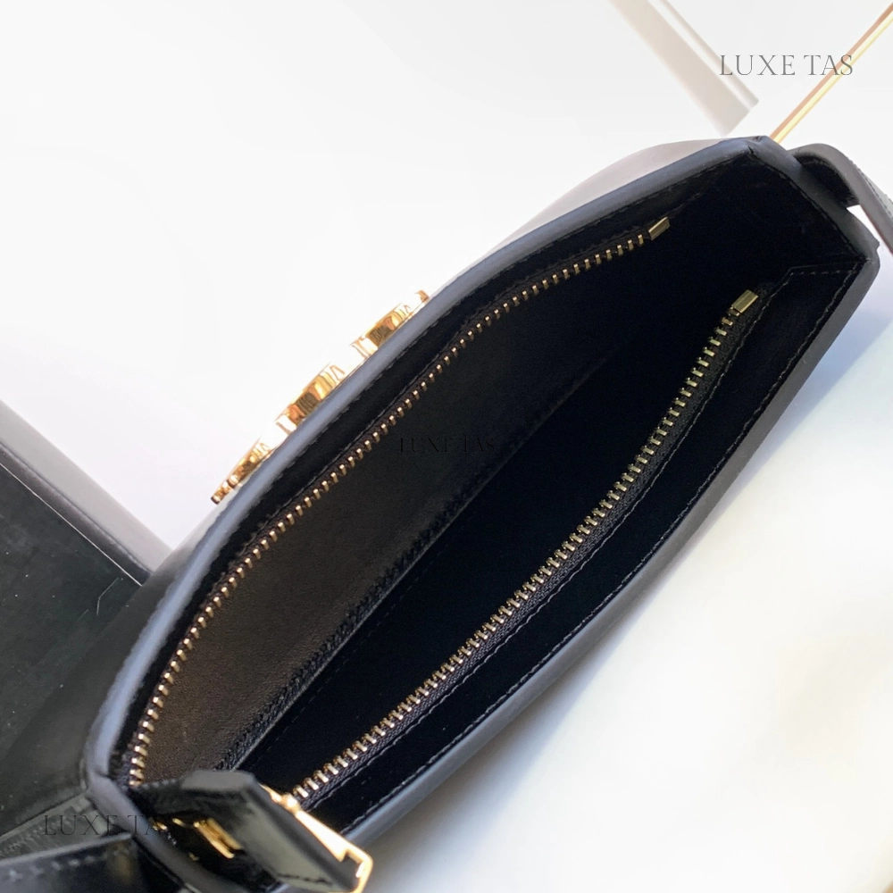 Black Medium Tilly Bag In Shiny Calfskin Leather Shoulder Bag for Women