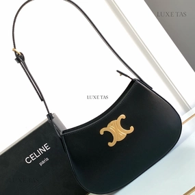 Black Medium Tilly Bag In Shiny Calfskin Leather Shoulder Bag for Women