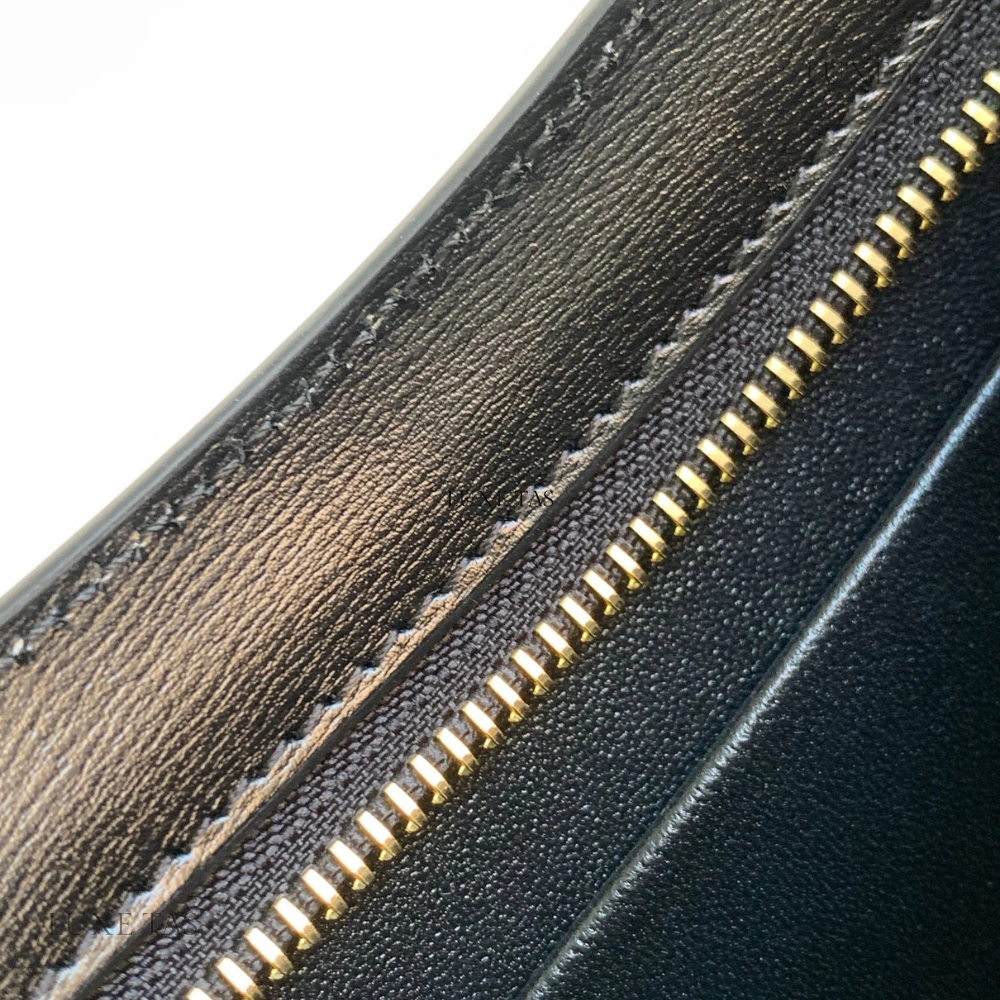 Black Medium Tilly Bag In Shiny Calfskin Leather Shoulder Bag for Women