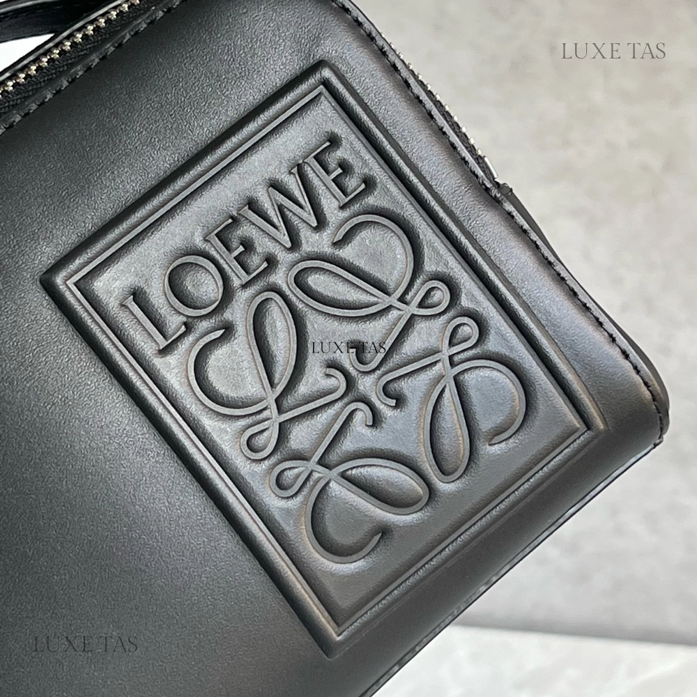Black Mini Camera Crossbody Bag In Satin Calfskin Leather Crossbody Bag for Men