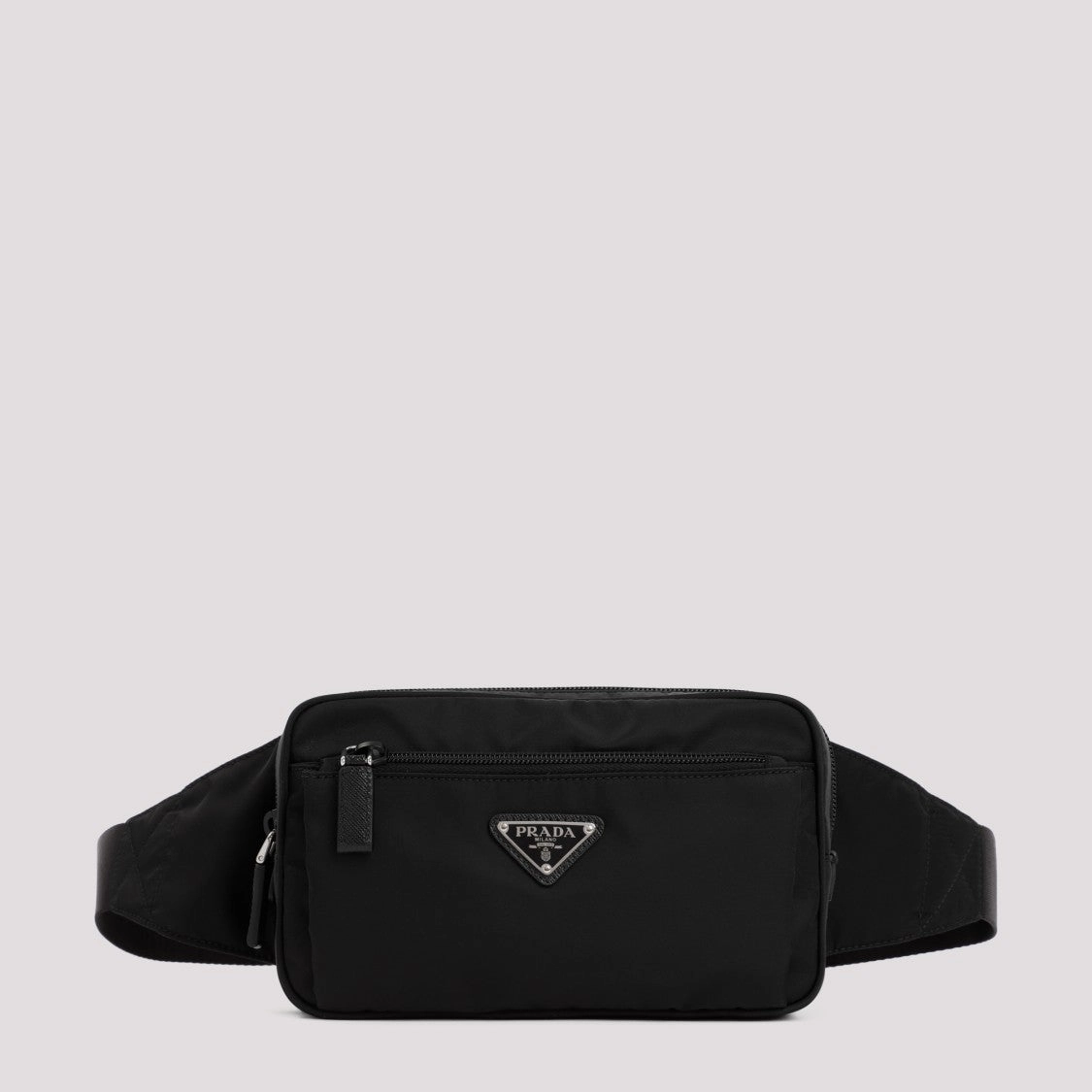 Black Re-Nylon And Saffiano Belt Bag