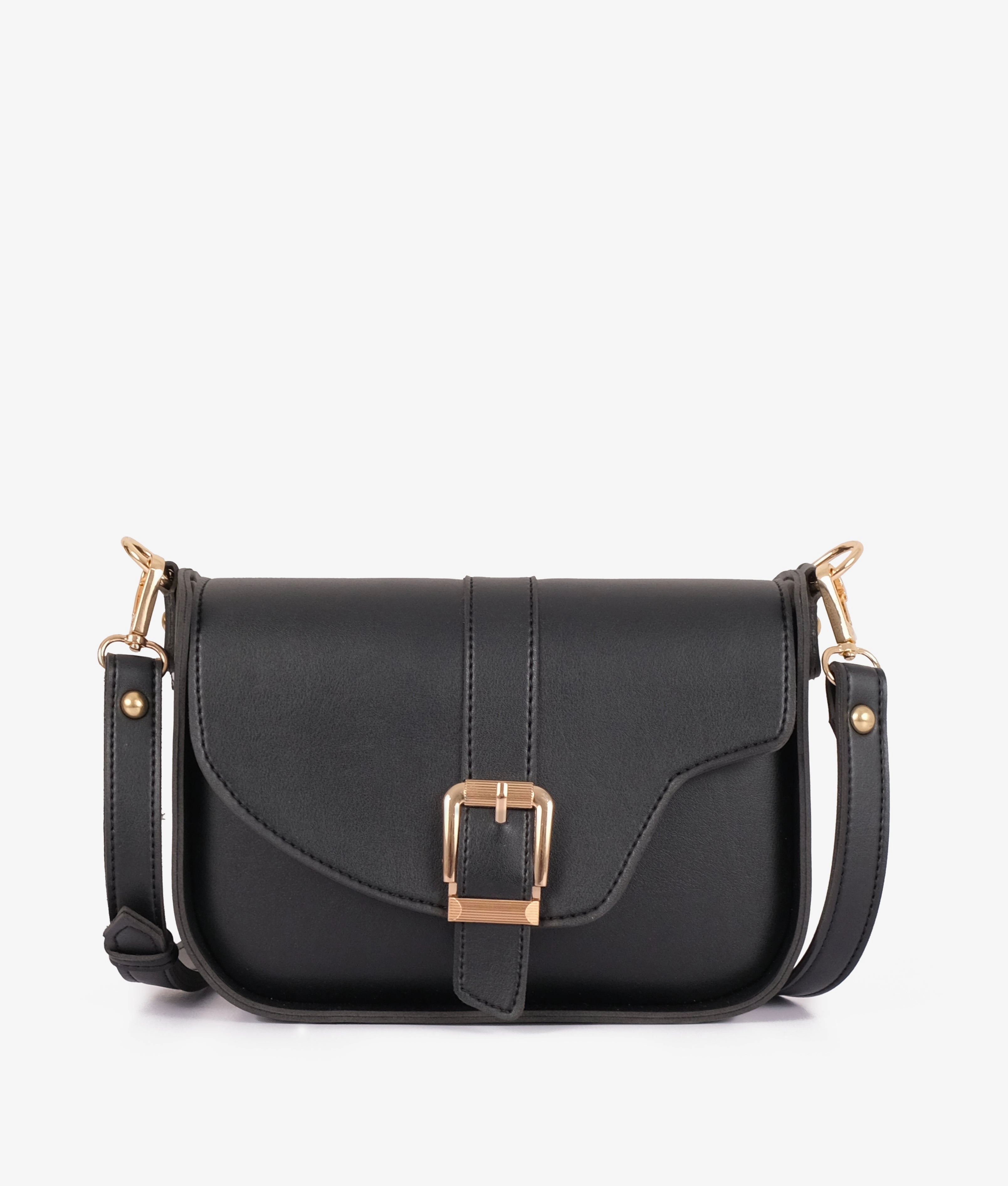 Black saddle buckle bag