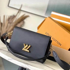 Black Soft Twist Leather Crossbody Bag for Women