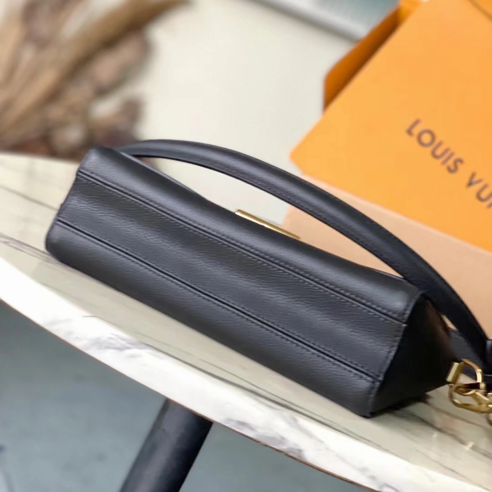 Black Soft Twist Leather Crossbody Bag for Women