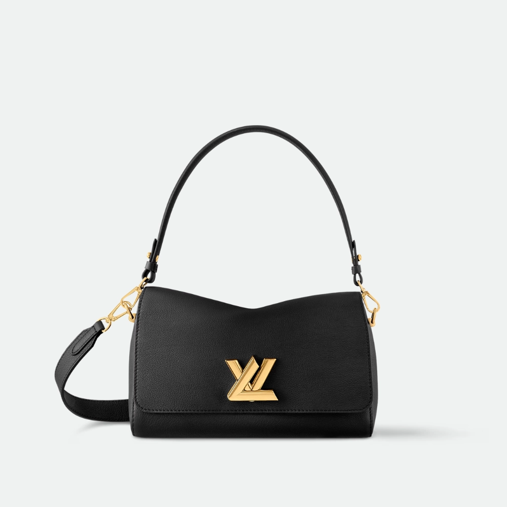 Black Soft Twist Leather Crossbody Bag for Women
