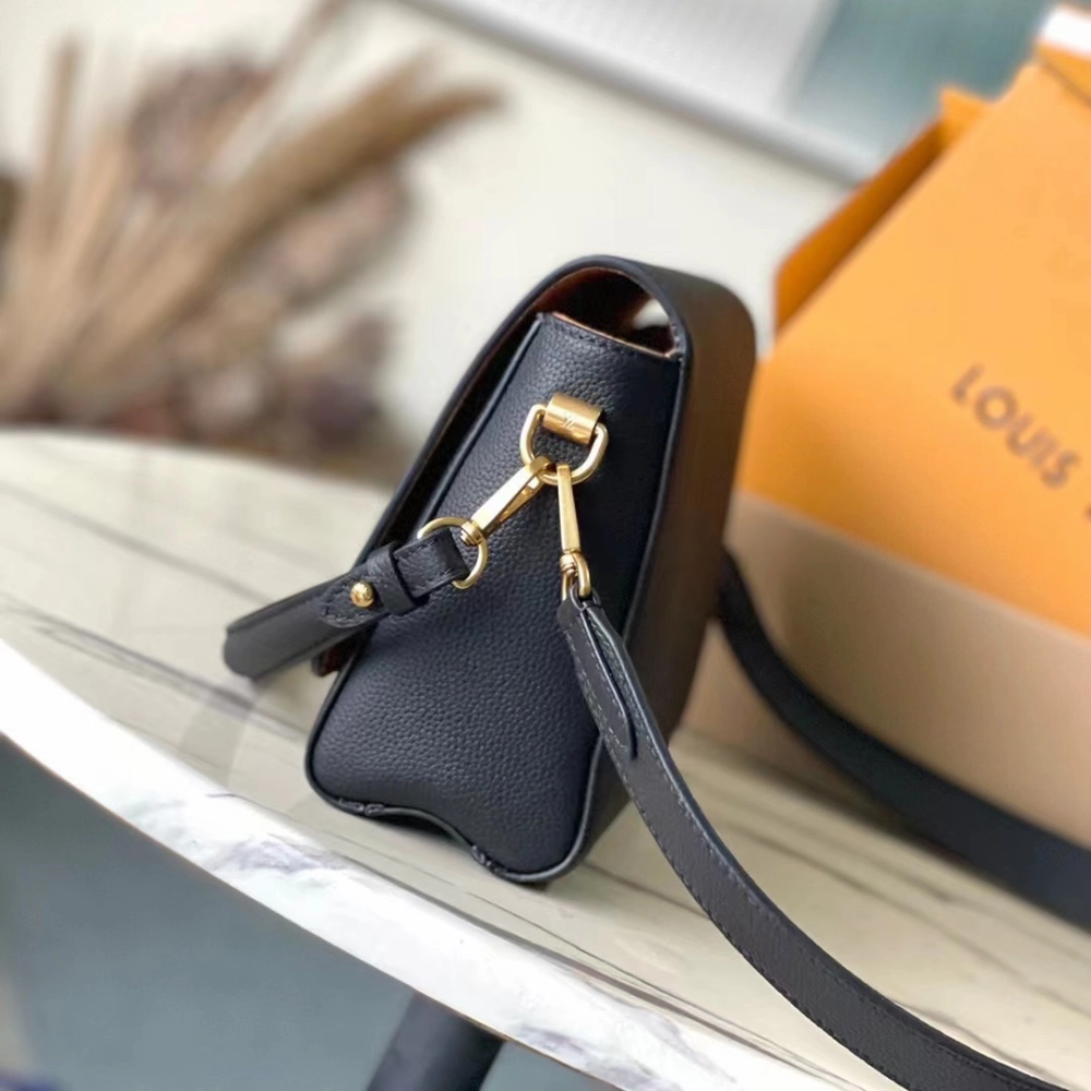 Black Soft Twist Leather Crossbody Bag for Women