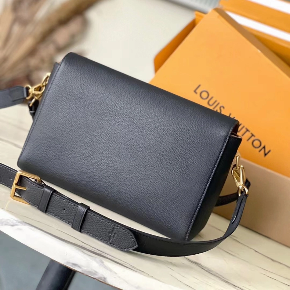 Black Soft Twist Leather Crossbody Bag for Women