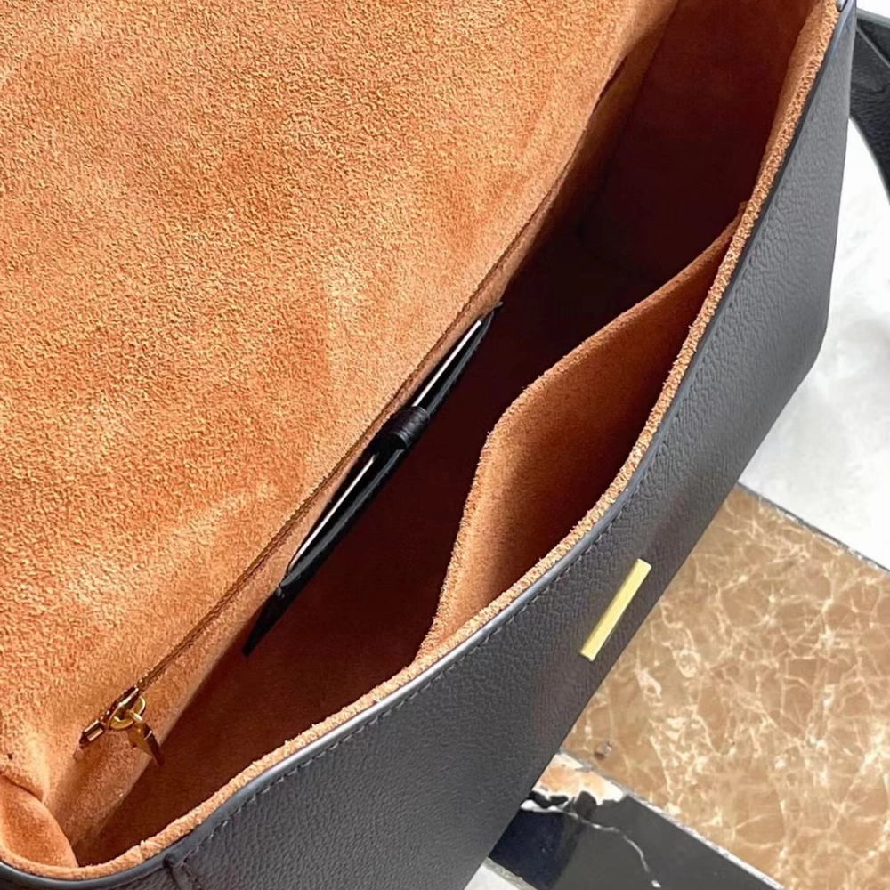 Black Soft Twist Leather Crossbody Bag for Women