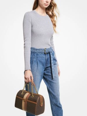 Blaire Medium Logo Stripe Satchel
