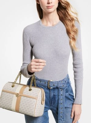 Blaire Medium Logo Stripe Satchel