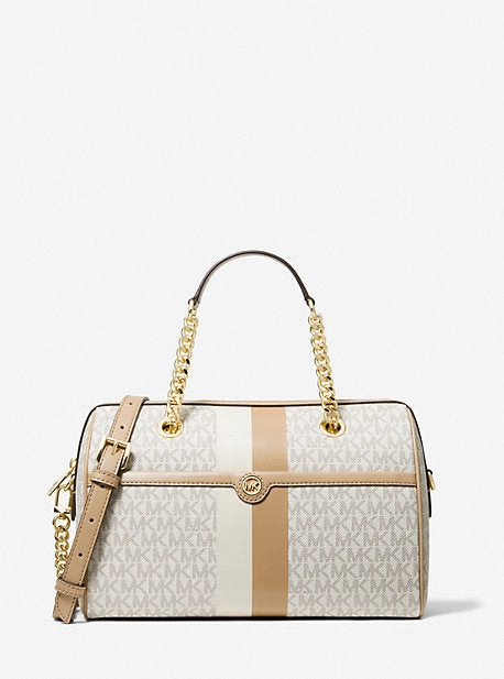 Blaire Medium Logo Stripe Satchel