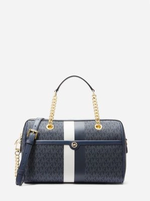 Blaire Medium Logo Stripe Satchel
