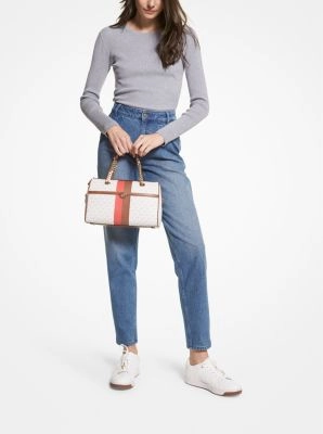 Blaire Medium Logo Stripe Satchel