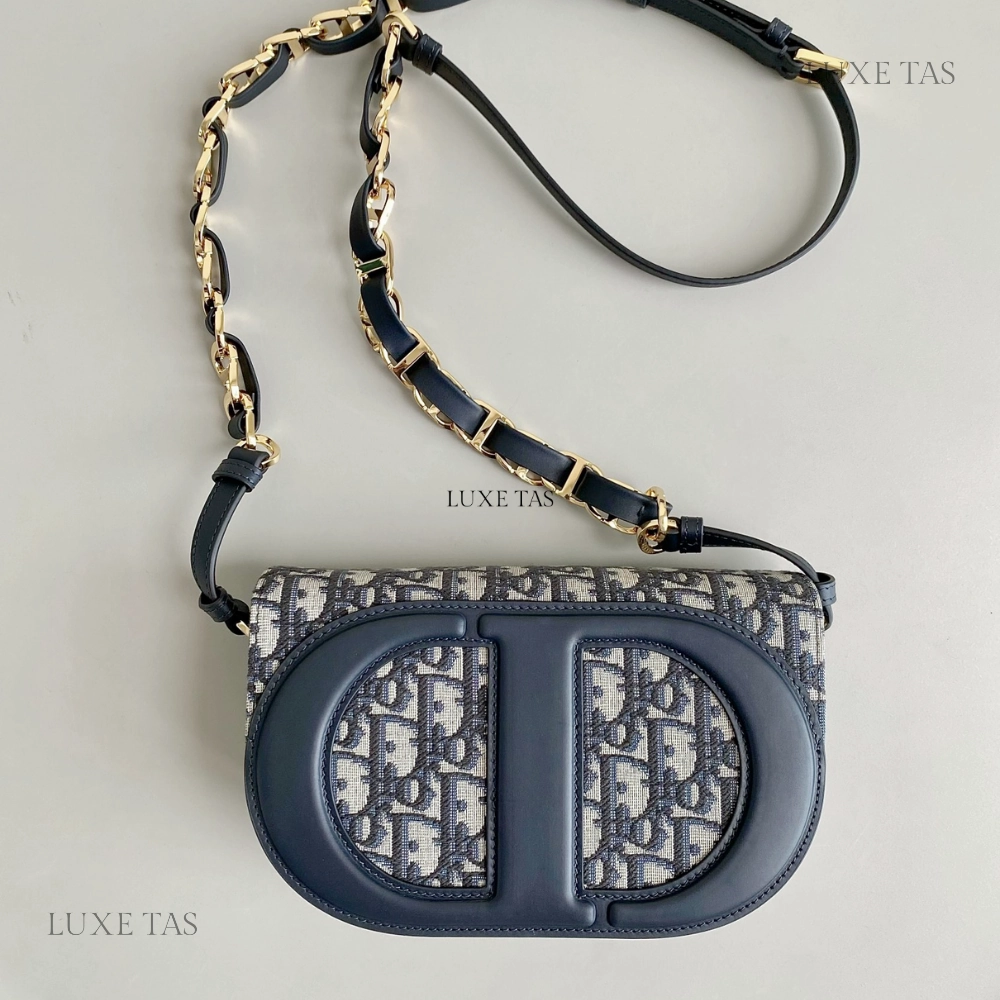 Blue CD Signature Bag With Strap Leather Crossbody Bag for Women