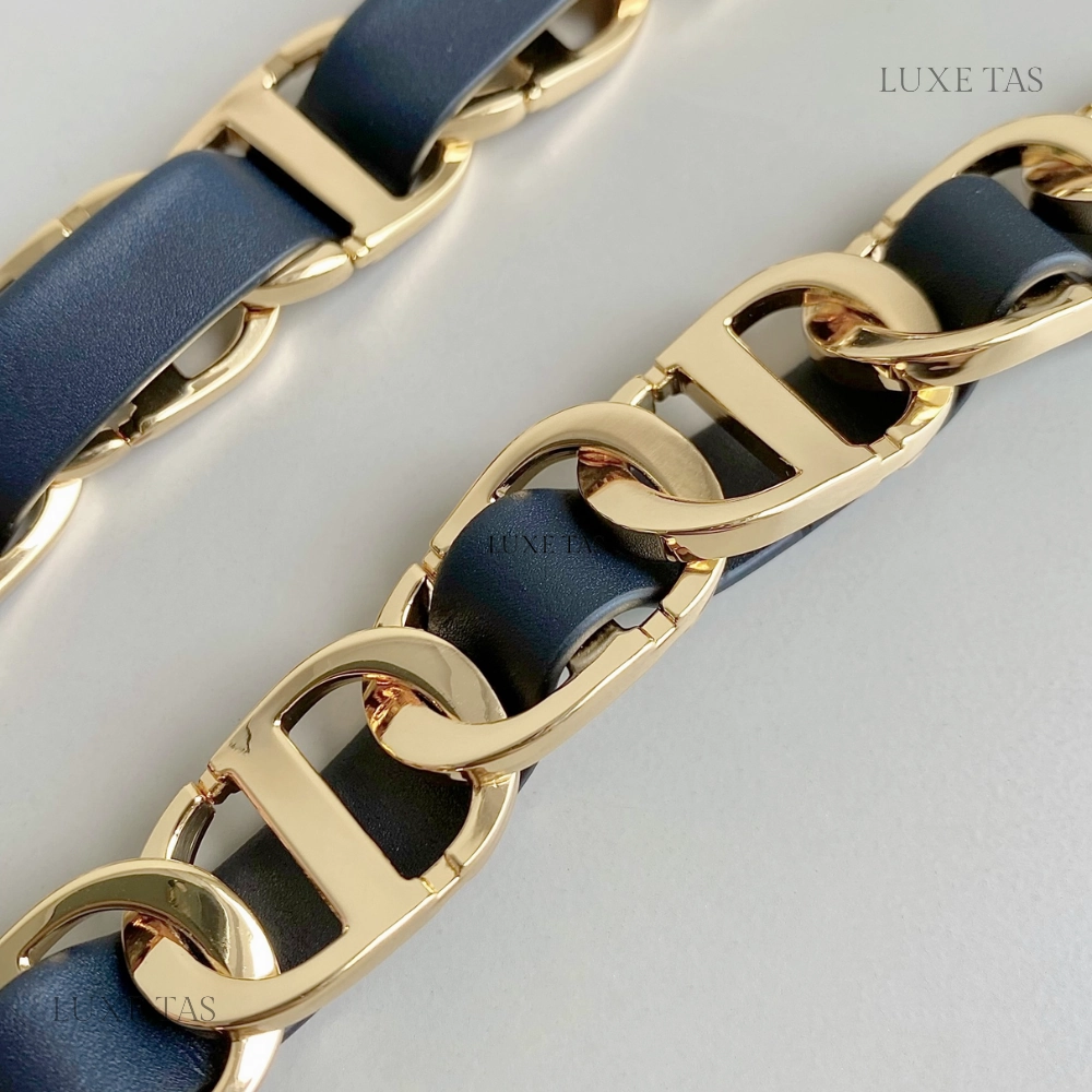 Blue CD Signature Bag With Strap Leather Crossbody Bag for Women