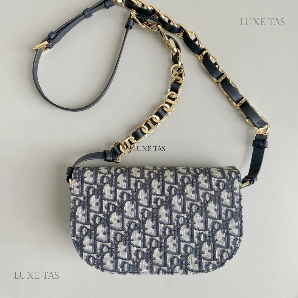 Blue CD Signature Bag With Strap Leather Crossbody Bag for Women