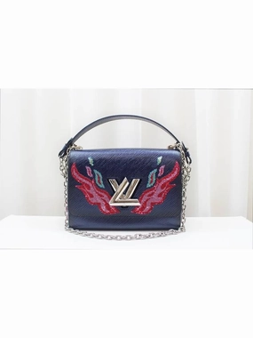Blue Epi Leather Twist MM Sequin Fire Shoulder Bag M54567