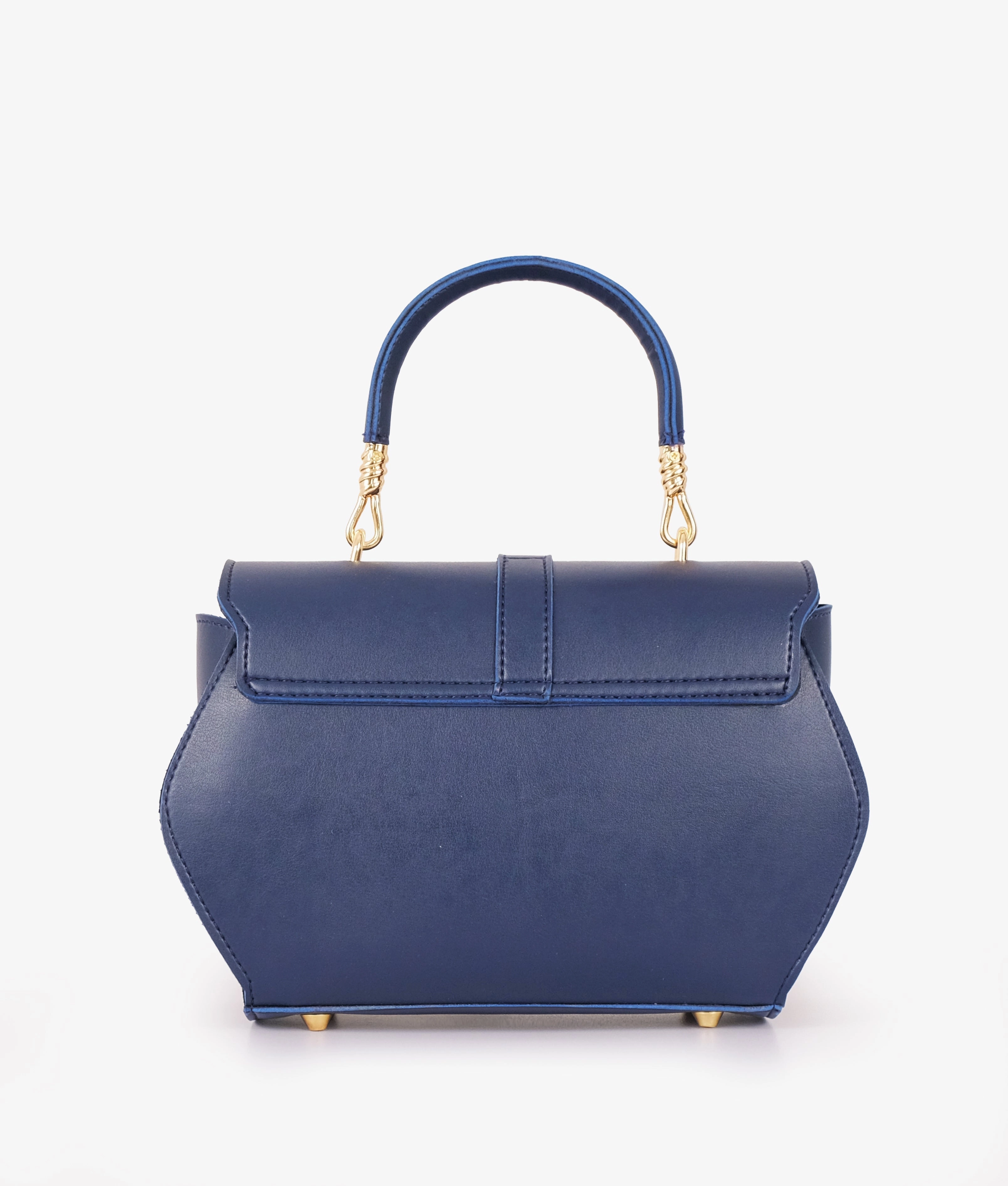 Blue top-handle hexagon bag
