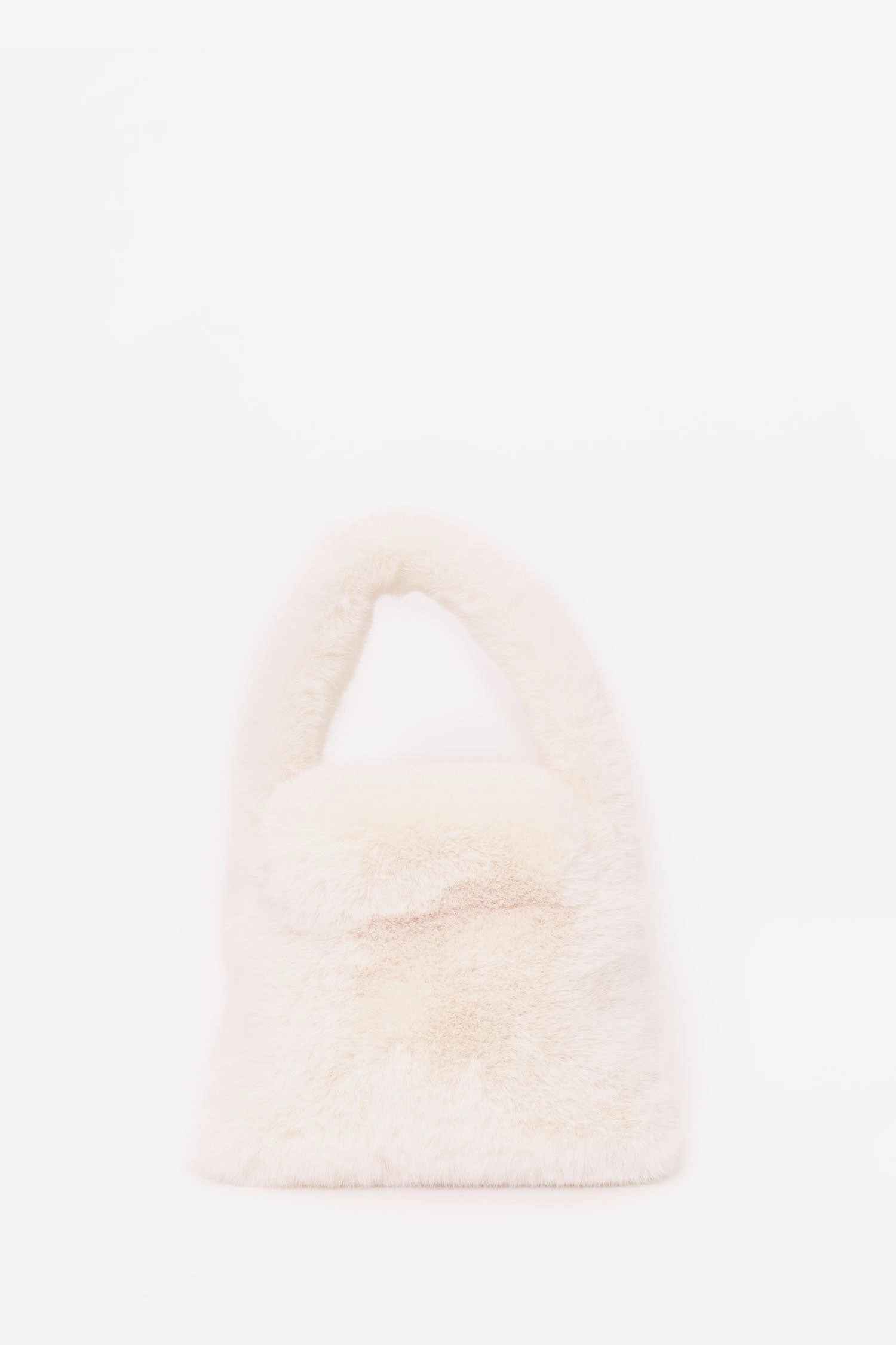 Blumarine White Faux Fur Crystal Logo Bag