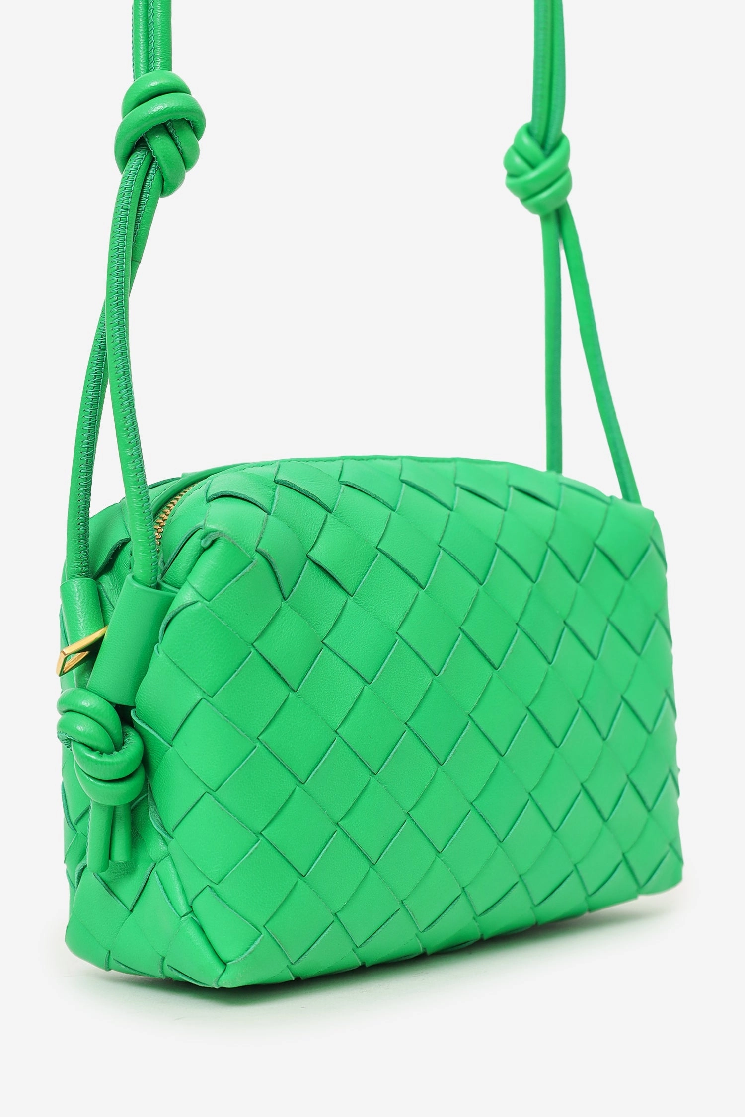 Bottega Veneta Green Intrecciato Leather Mini Loop Crossbody