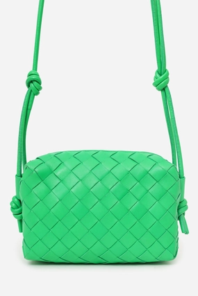Bottega Veneta Green Intrecciato Leather Mini Loop Crossbody