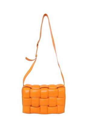 Bottega Veneta Orange Leather "Padded Cassette" Shoulder Bag