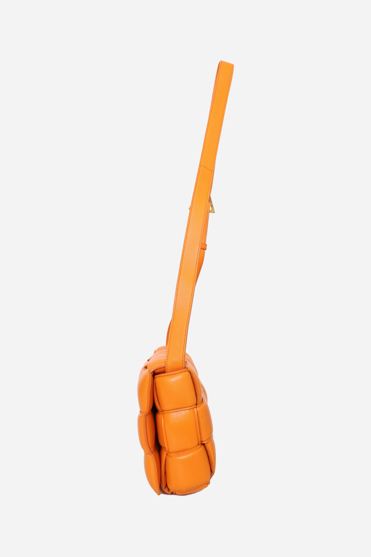Bottega Veneta Orange Leather "Padded Cassette" Shoulder Bag