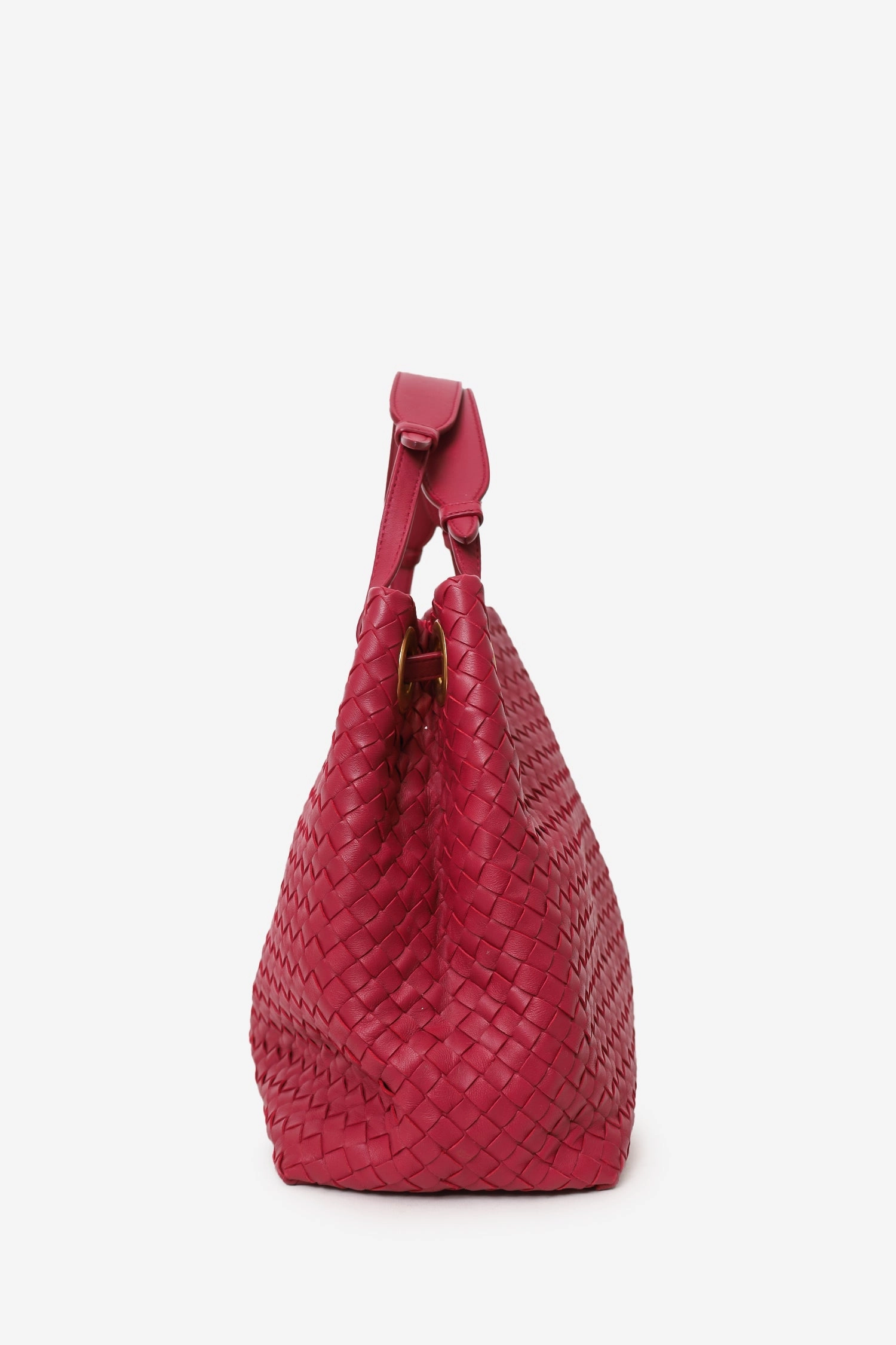 Bottega Veneta Red Nappa Intrecciato Bella Tote