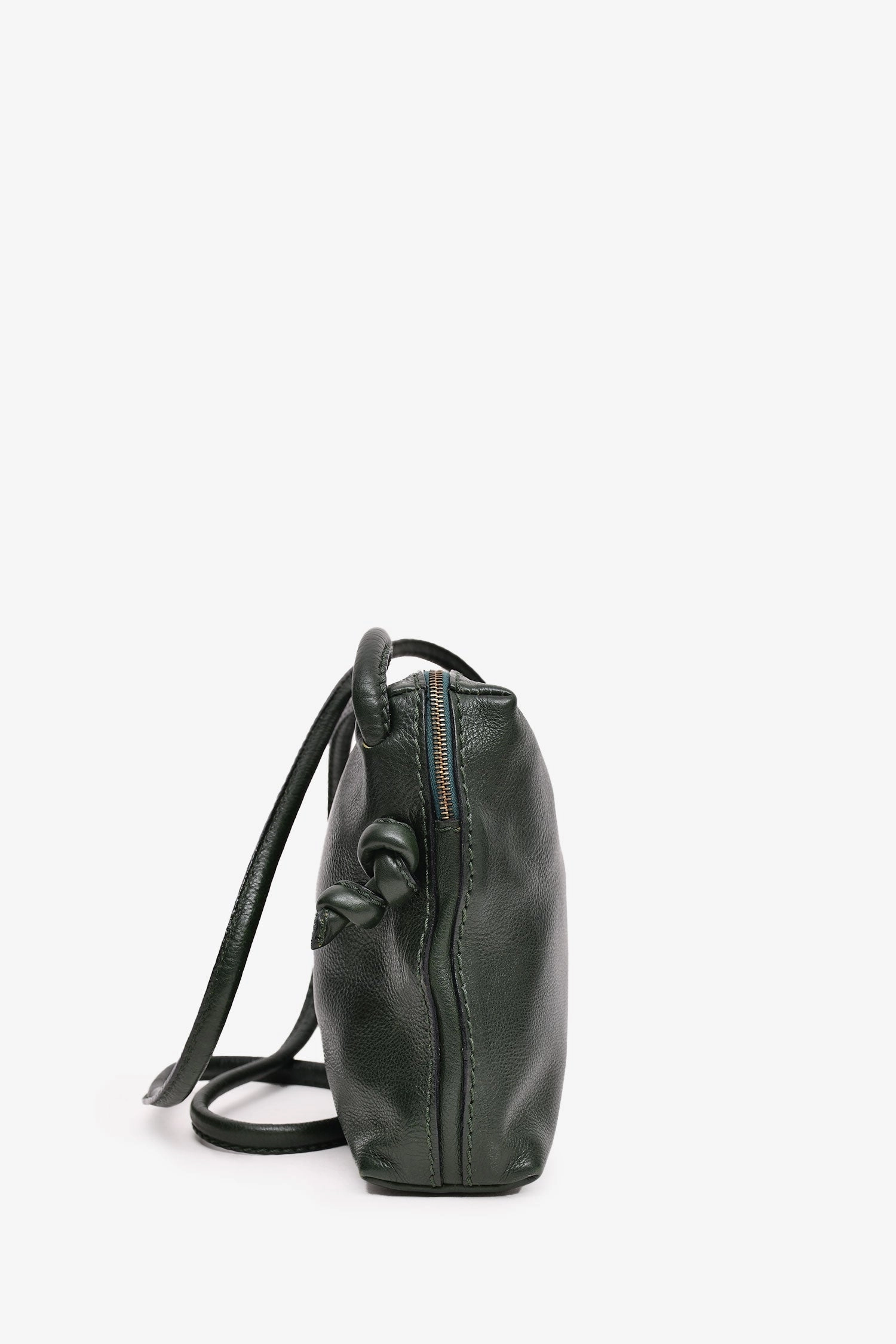 Bottega Veneta Vintage Dark Green Leather Crossbody Bag