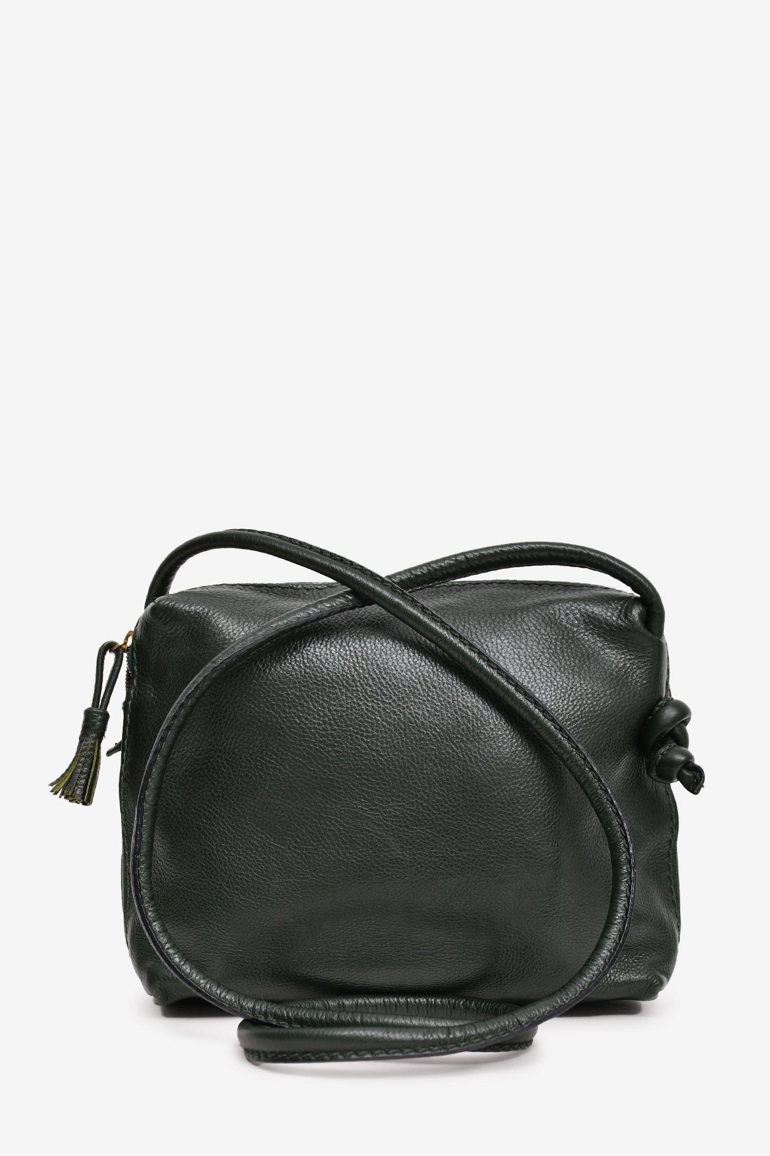 Bottega Veneta Vintage Dark Green Leather Crossbody Bag