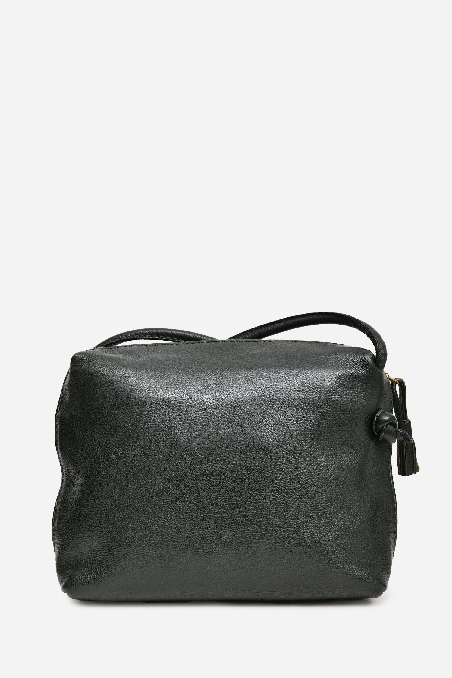 Bottega Veneta Vintage Dark Green Leather Crossbody Bag