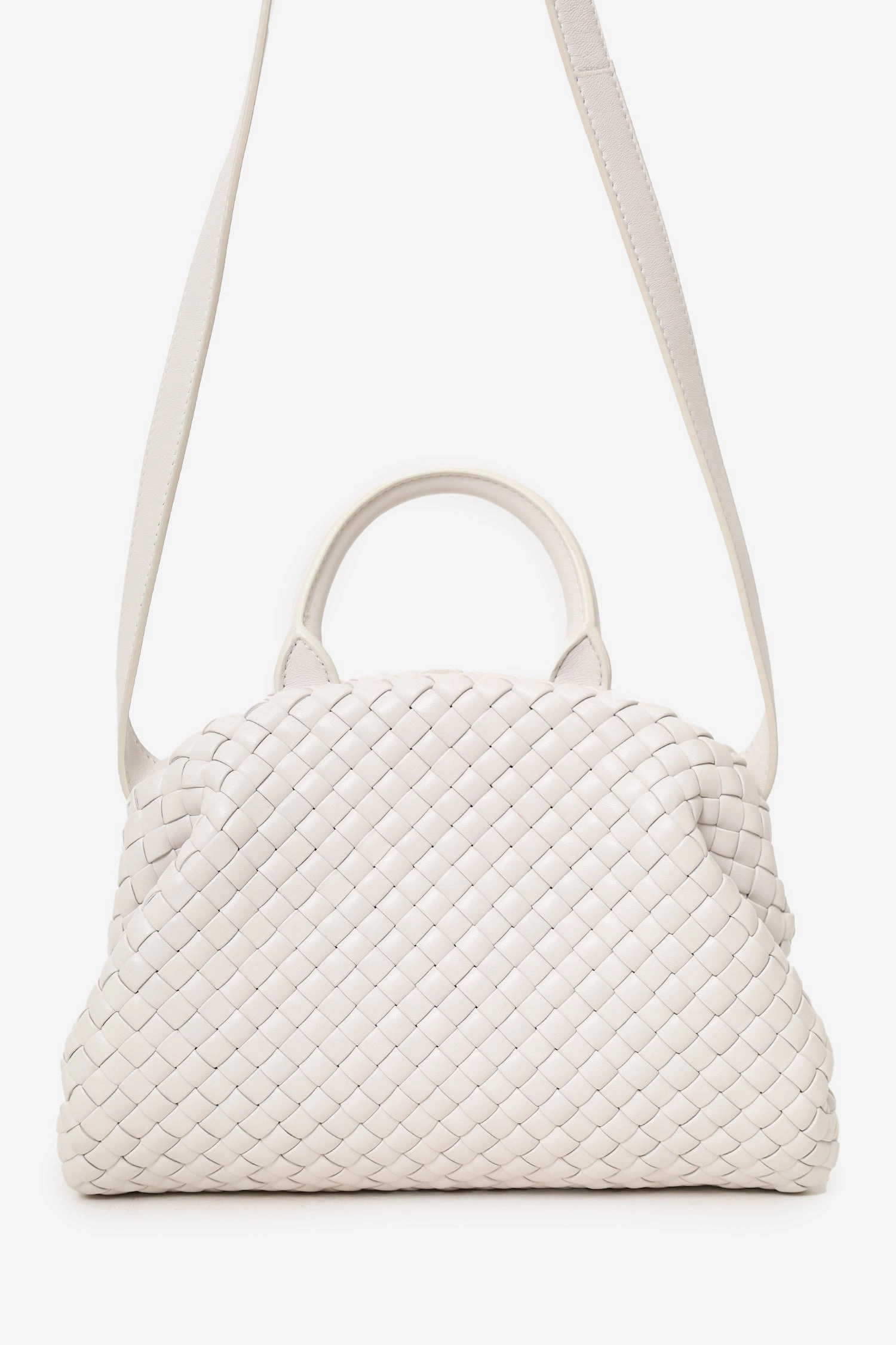 Bottega Veneta White Nappa Intrecciato Padded Medium Handle Bag
