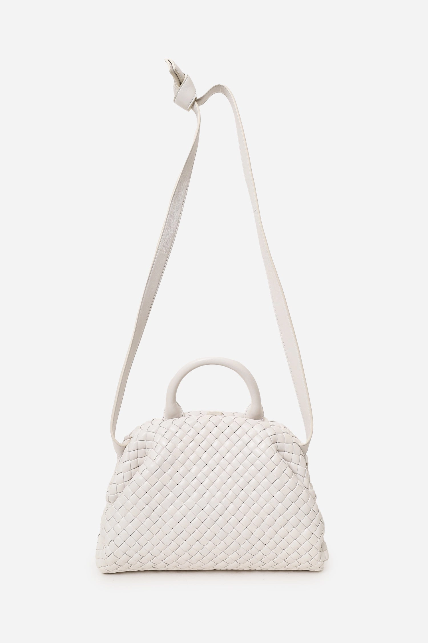 Bottega Veneta White Nappa Intrecciato Padded Medium Handle Bag