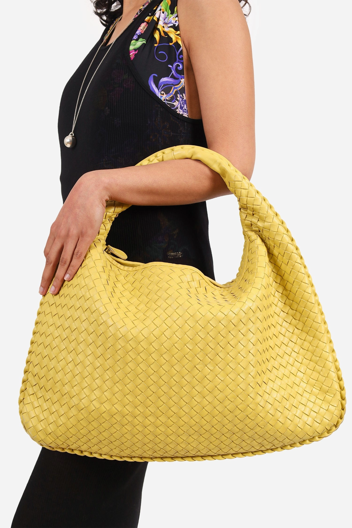 Bottega Veneta Yellow Intrecciato Hobo Bag