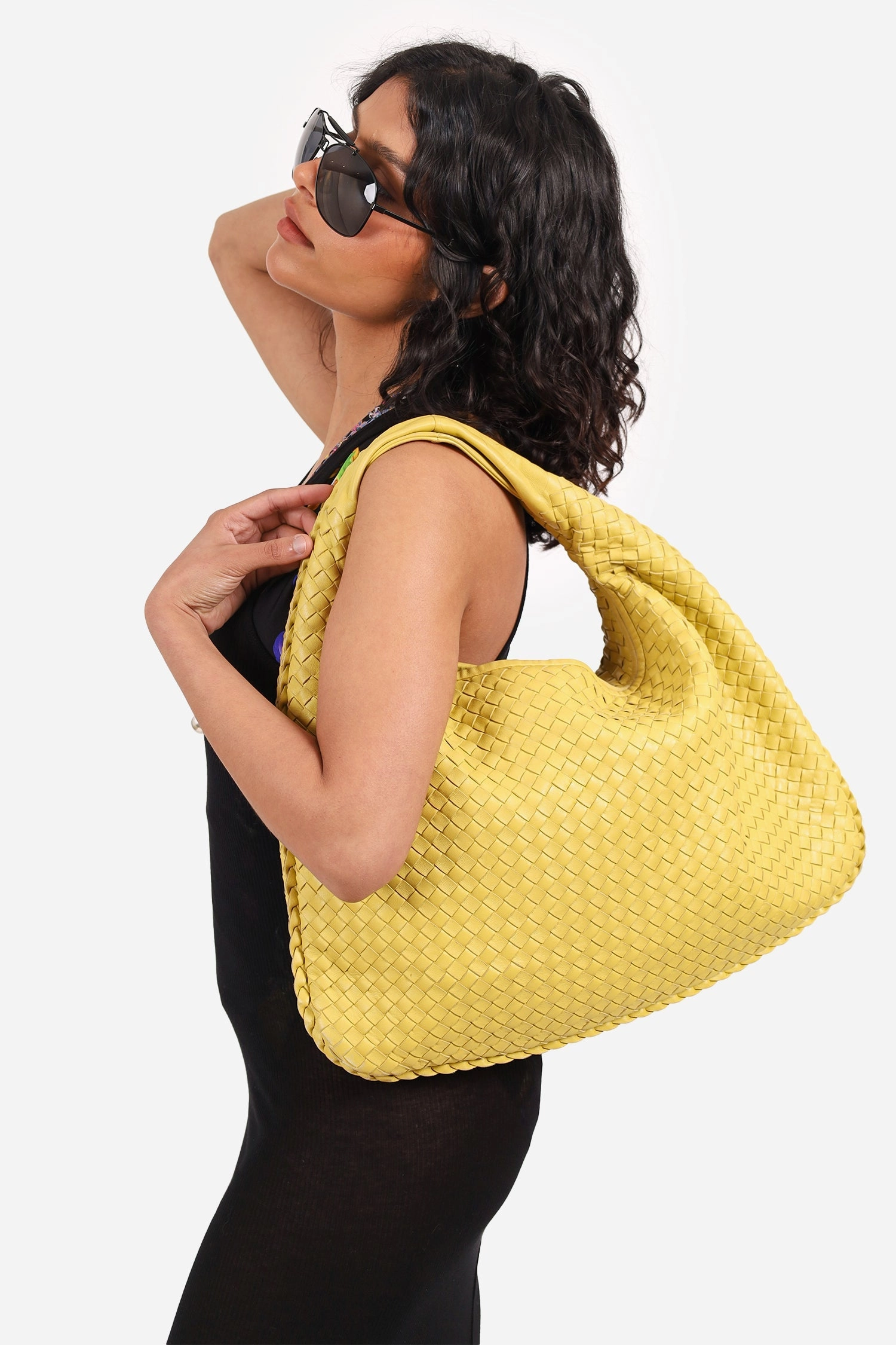 Bottega Veneta Yellow Intrecciato Hobo Bag