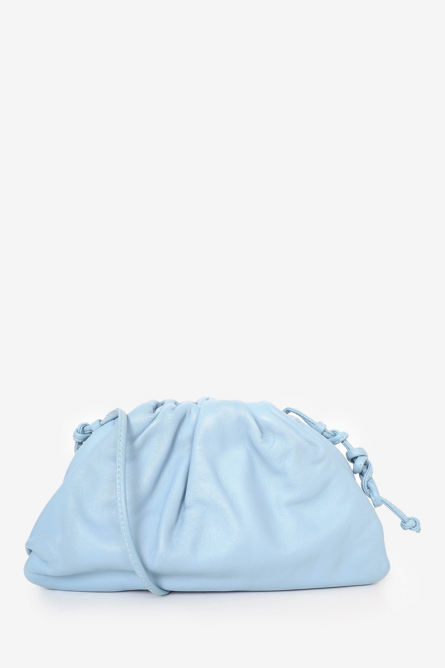 Bottega Venetta Blue Leather Mini Pouch Bag
