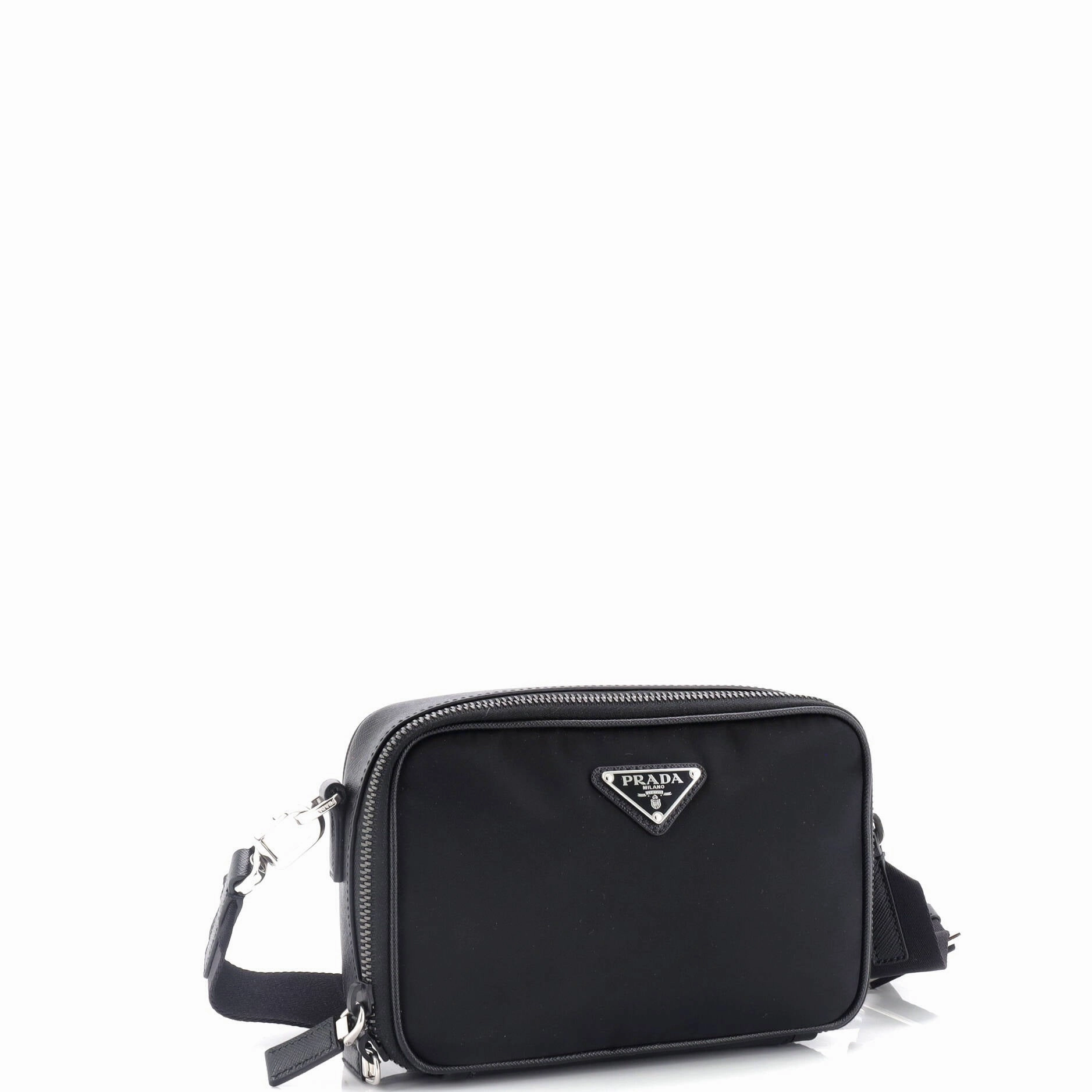 Brique Camera Crossbody Bag Re-Nylon with Saffiano Leather Small