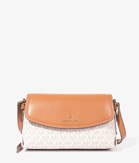 Brooklyn flap crossbody in vanilla & acorn