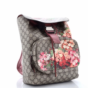 Buckle Backpack Blooms Print GG Coated Canvas Medium