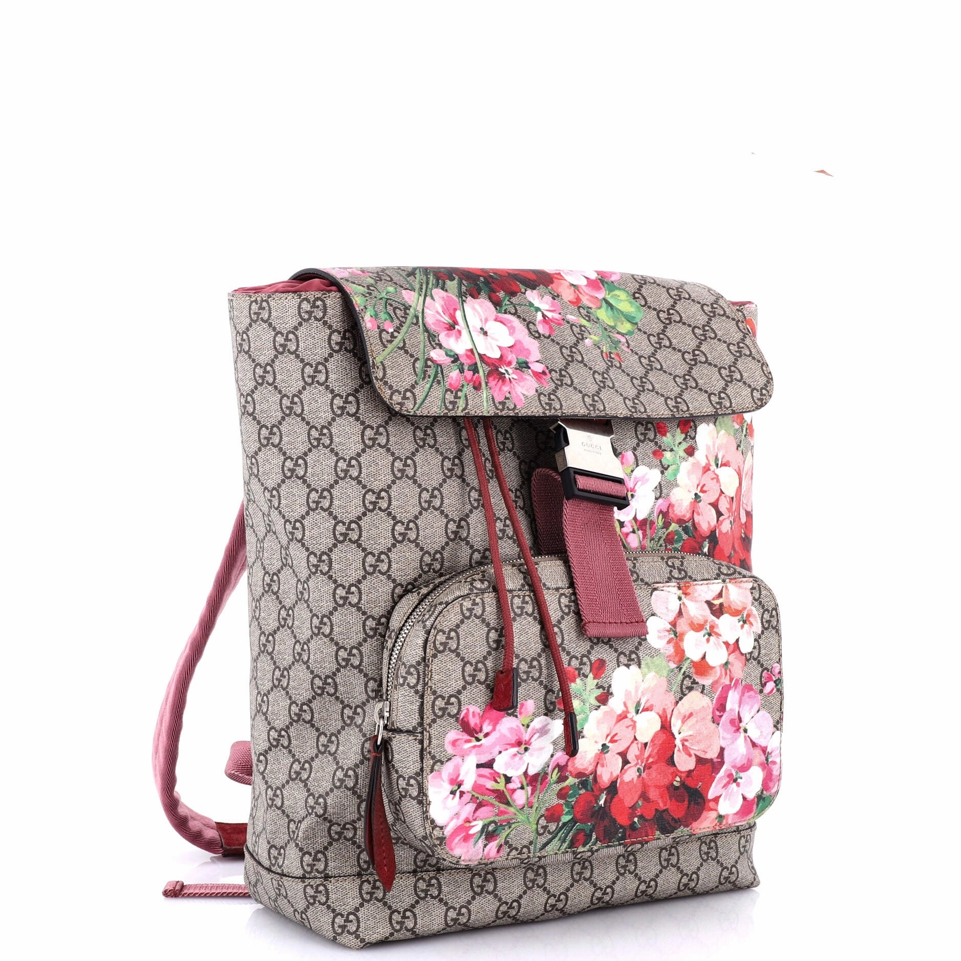 Buckle Backpack Blooms Print GG Coated Canvas Medium