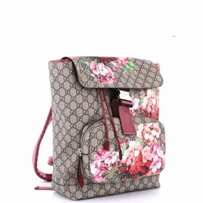 Buckle Backpack Blooms Print GG Coated Canvas Medium
