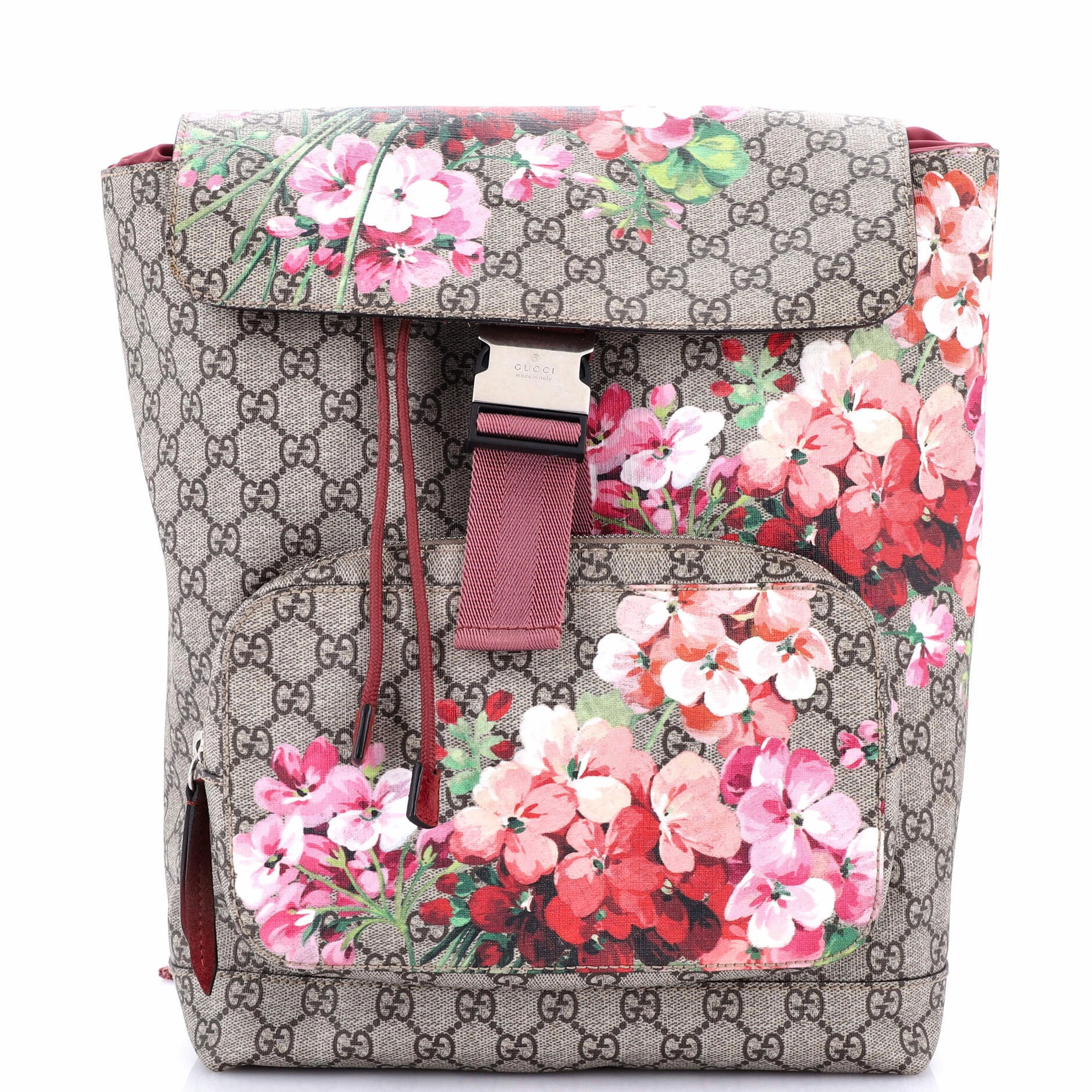 Buckle Backpack Blooms Print GG Coated Canvas Medium