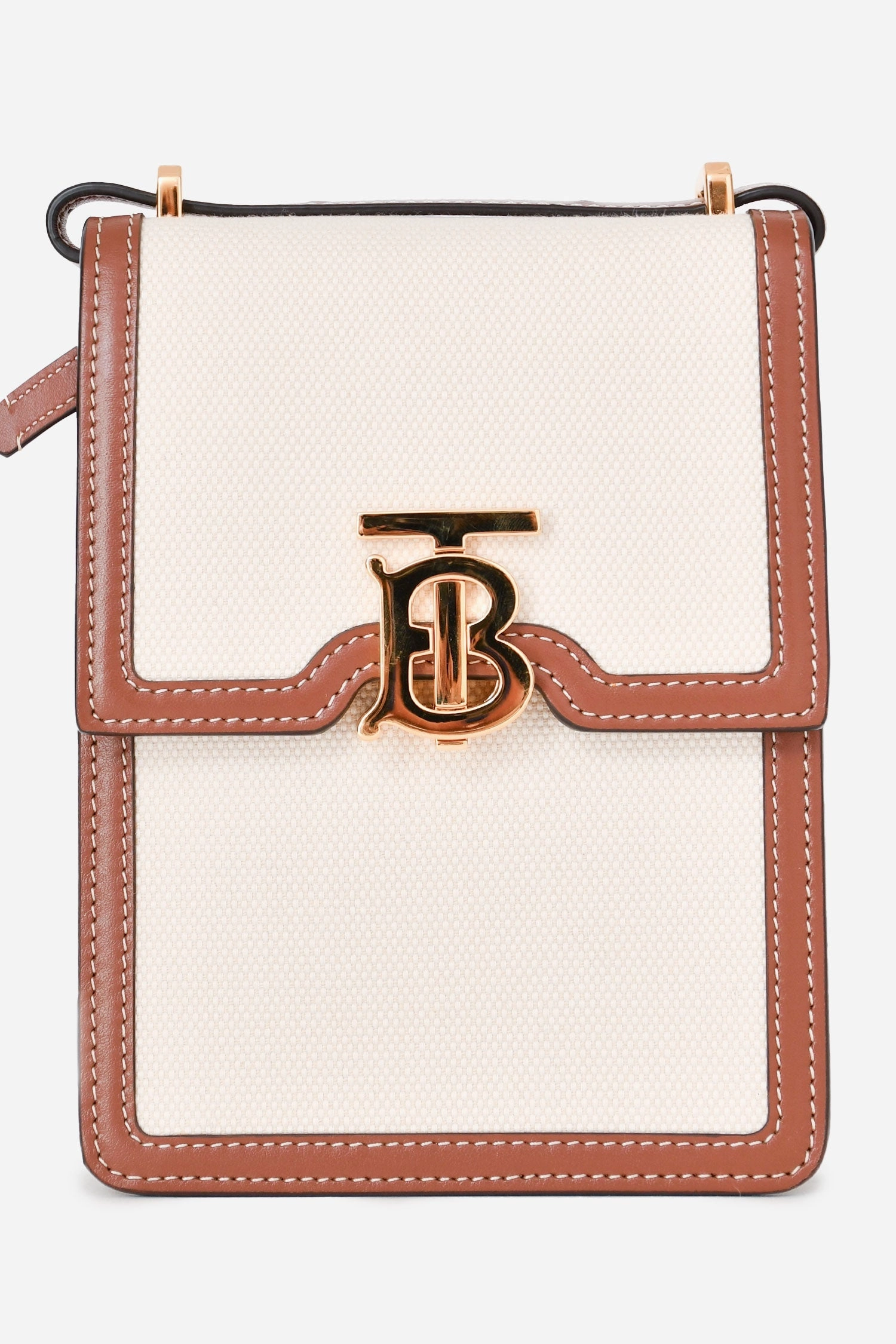 Burberry Beige/Brown Canvas/Leather TB Monogram Robin Crossbody Bag