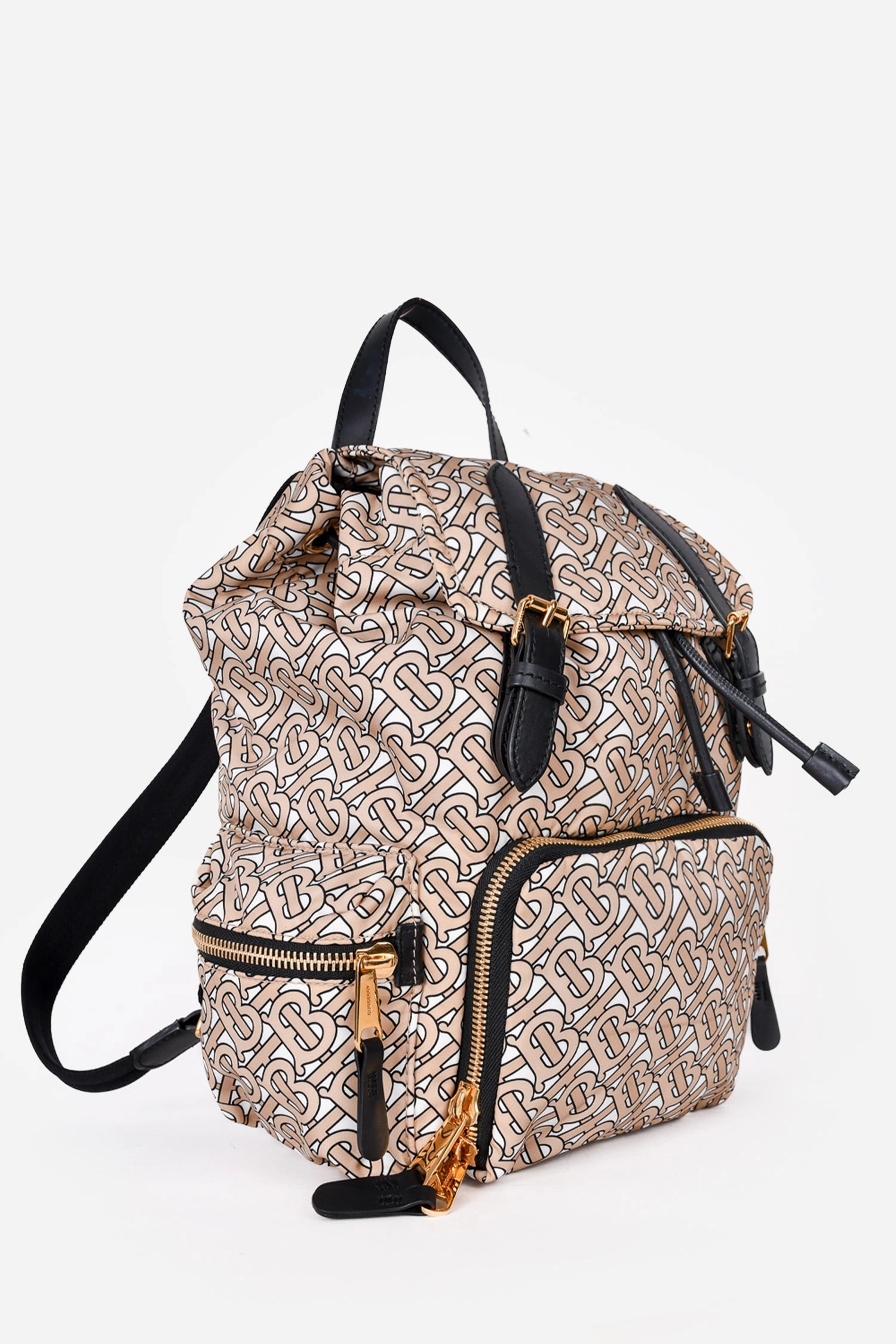 Burberry Beige Leather TB Monogram Backpack