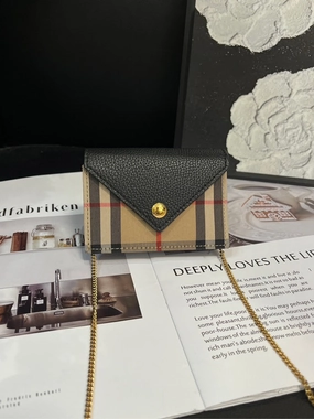 Burberry Beige Plaid Black Crossbody Bag Small