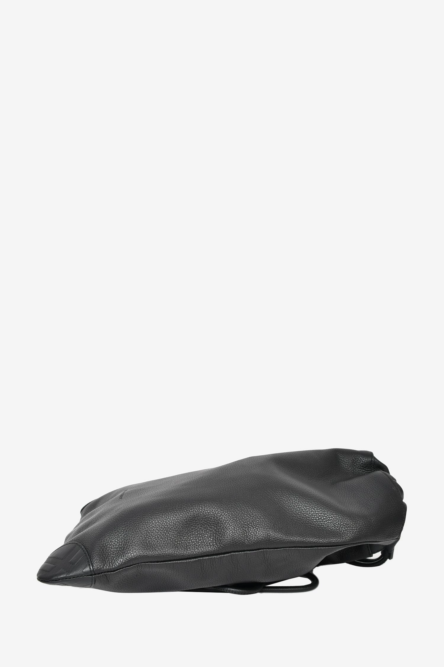 Burberry Black Pebbled Leather Drawstring Bag with Pouch