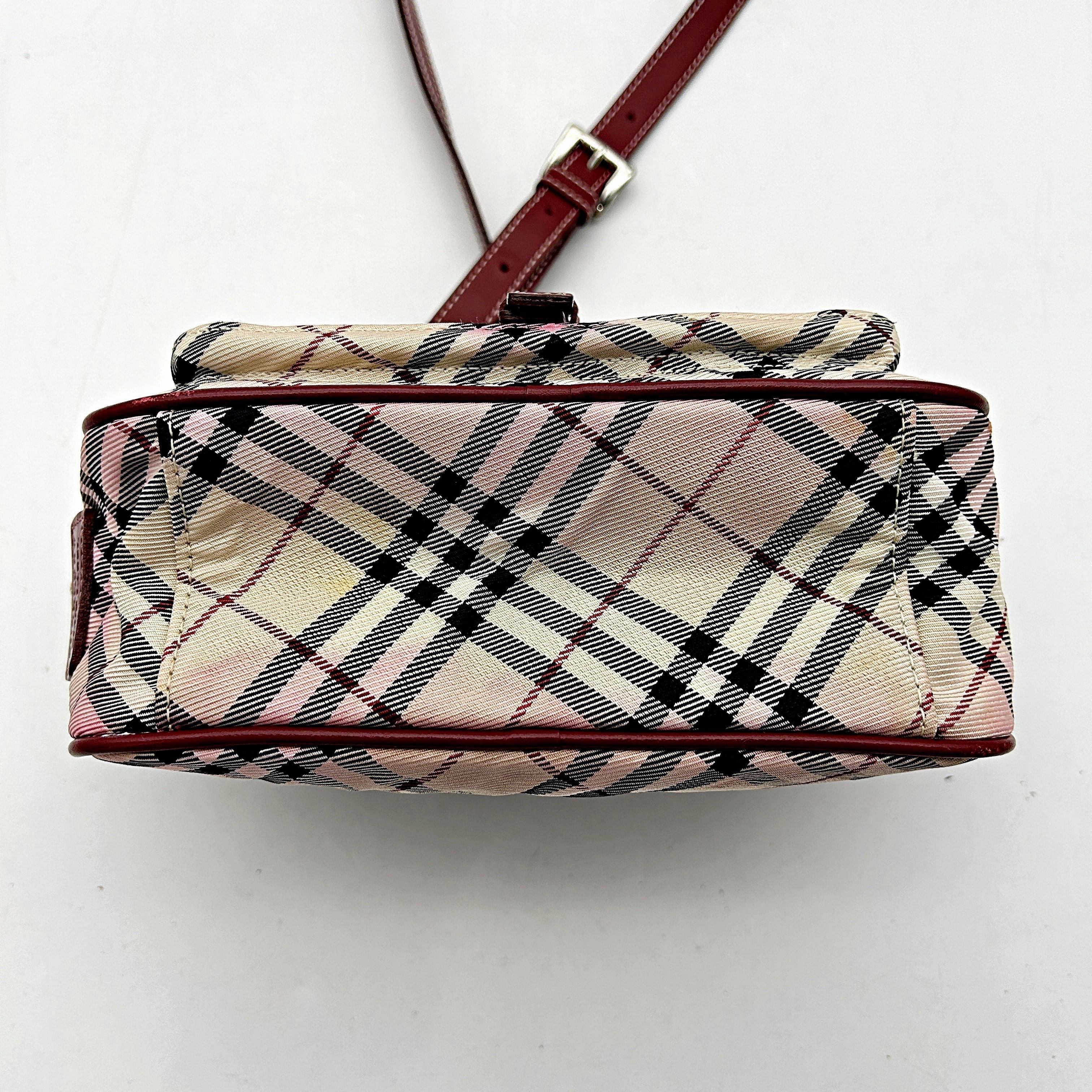 Burberry BURBERRY Nova Check Blue Label Shoulder Bag Nylon Beige Red Silver bb2204sn