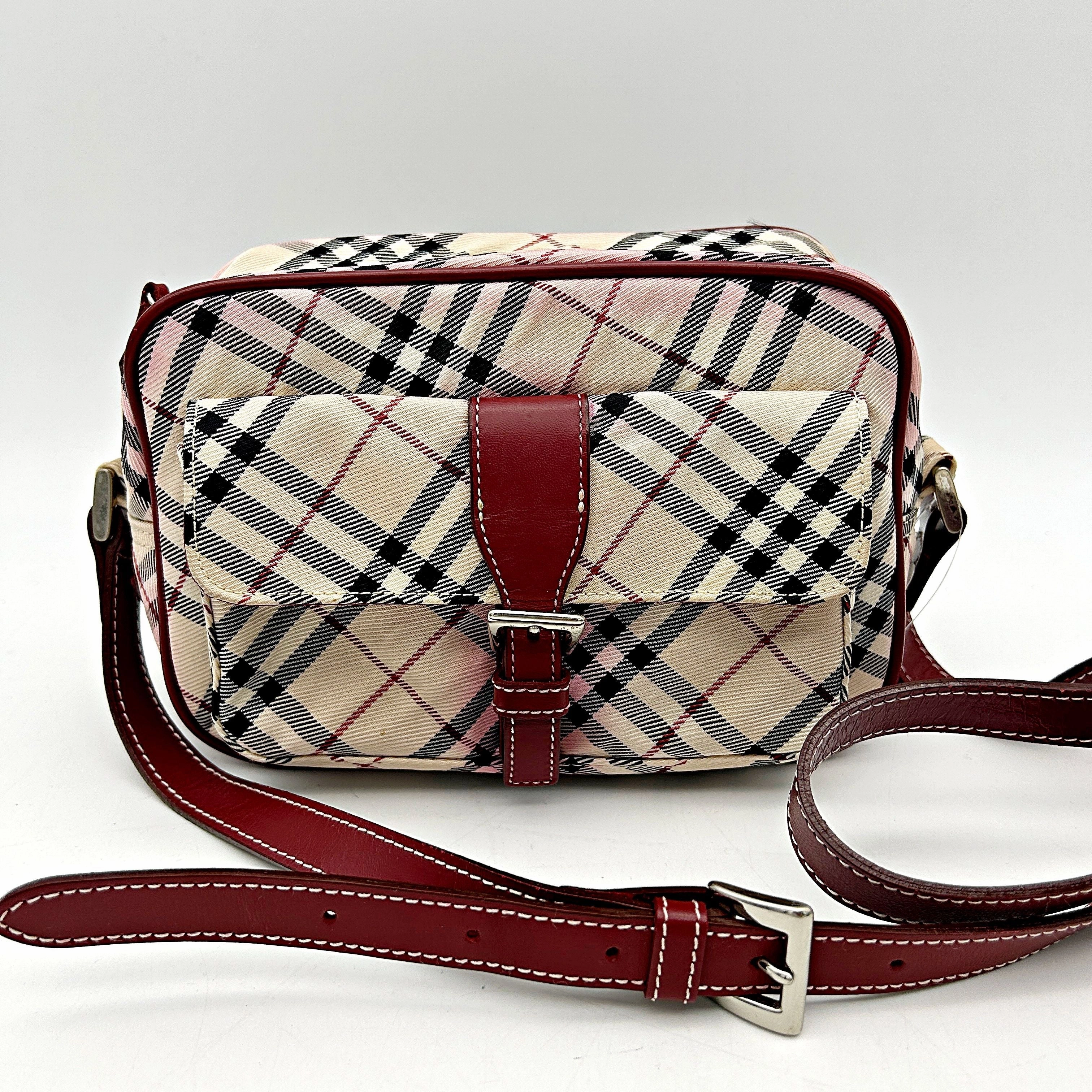 Burberry BURBERRY Nova Check Blue Label Shoulder Bag Nylon Beige Red Silver bb2204sn