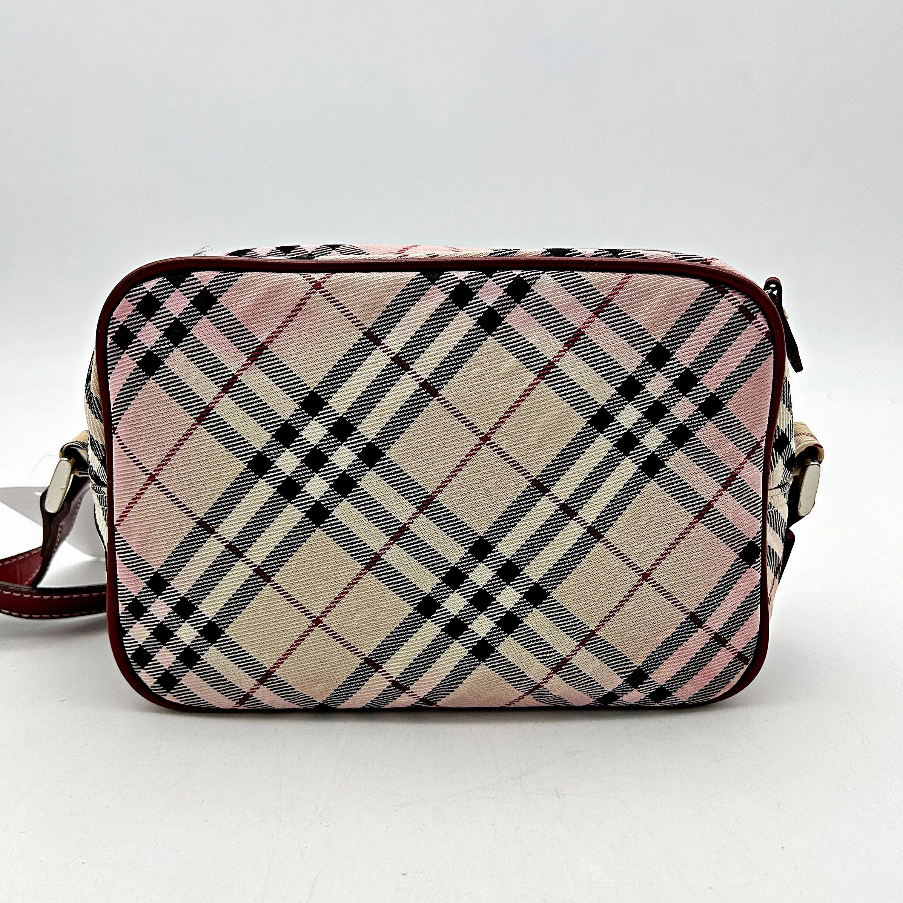 Burberry BURBERRY Nova Check Blue Label Shoulder Bag Nylon Beige Red Silver bb2204sn